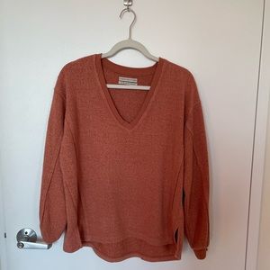 Rust V Neck Sweater